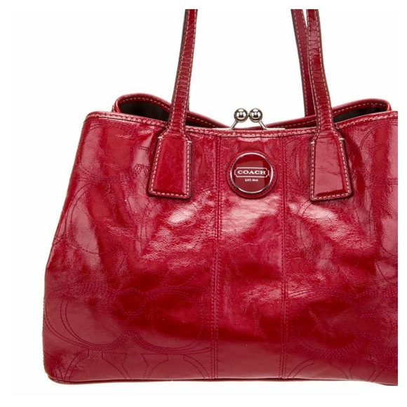 Coach Handbags - Vintage Y2K Coach Signature Kiss Lock Patent Leather Bag